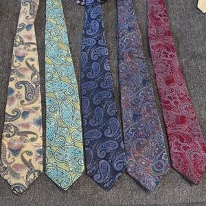 Bill Blass And Paul Fredrick Paisley Ties - Red, Blue, Green, Yellow Collection